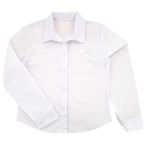 Biała elegancka koszula na apel  122-158 cm - Koronka 