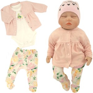 KOMPLET niemowlęcy dziewczęcy WYPRAWKA 3cz. Body spodenki bluza 