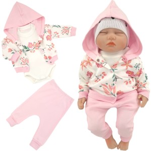 KOMPLET NIEMOWLĘCY dresowy BAWEŁNIANY dla dziewczynki 62/74 cm