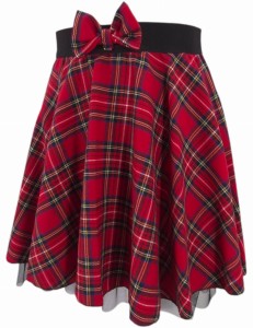 Czerwona rozkloszowana spódniczka w kratę szkocką 92-158 cm 