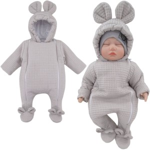Kombinezon niemowlęcy ocieplany 56/80 cm - Szary Wafel 