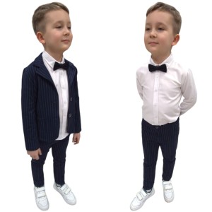 Garnitur sportowy dla chłopca 104/164 cm - Granatowe paski 