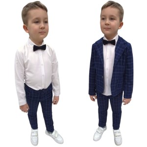 Garnitur sportowy dla chłopca 104/164 cm - Granatowa kratka 