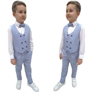 Garnitur chłopięcy 4 częściowy 6-13 lat -Błękitne paski