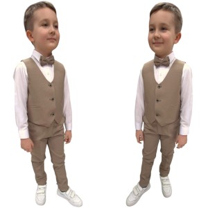 Garnitur chłopięcy 4 częściowy 6-9 lat - Beżowy 
