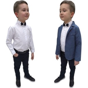 Garnitur 5 częściowy 110/128 cm - Granatowa krata 