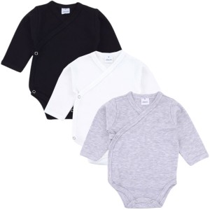  Body kopertowe niemowlęce 3 pak - białe czarne szare 