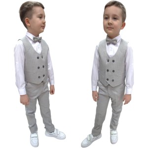 Garnitur chłopięcy 4 częściowy 10-13 lat - Beżowe paski