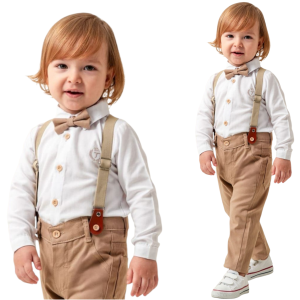 Elegancki komplet niemowlęcy 80-92 cm - Beżowy 