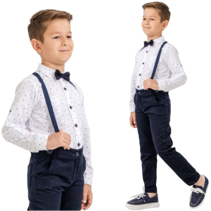 Garnitur dla chłopca 4 częściowy 98/134 cm -  Granatowe wzorki