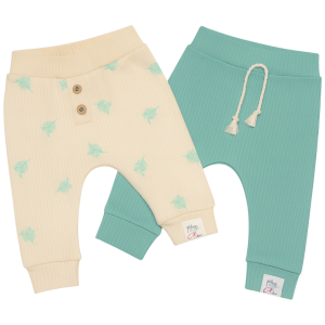 Spodnie niemowlęce prążkowe 2-pak - miętowe
