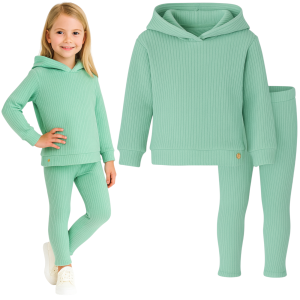 Komplet legginsy miętowe i bluza 4/9 lat - Prążkowany