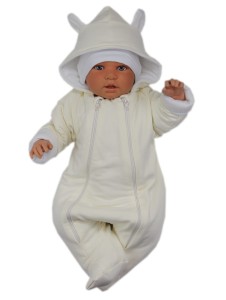 Kombinezon niemowlęcy bawełniany na chrzest - ecru