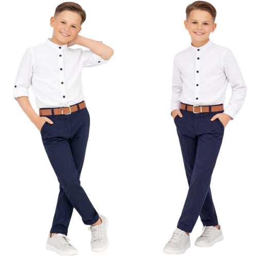 Elegancki-komplet-wizytowy-do-szkoły-dla-chłopca-biała-koszula-stójka-granatowe-spodnie-2.png