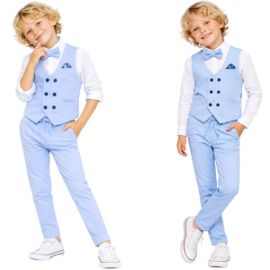  Komplet elegancki chłopięcy z kamizelką 92/158 cm - Błękit