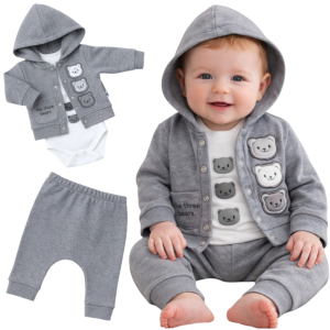 Dresik niemowlęcy 62-80 cm szary - 3 misie