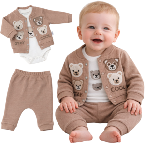  Dresik niemowlęcy 62-80 cm brązowy - 3 misie