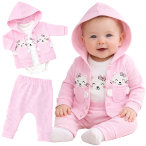 Komplet niemowlęcy dla dziewczynki 62/80 cm- różowy króliczek