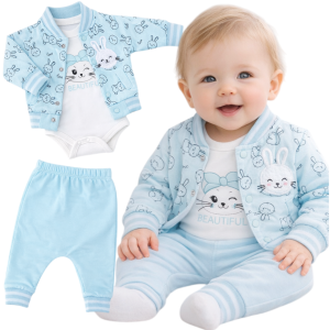 Dresik niemowlęcy 3 częściowy 62/74 cm - Króliczki 