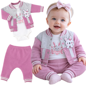 Dresik niemowlęcy 82/74 cm - Pudrowy Króliczek