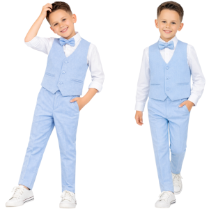 Garnitur elegancki chłopięcy z kamizelką 86/152cm - Błękitny