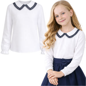 Biała elegancka bluzka na apel 122-158 cm 