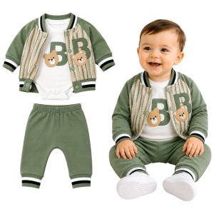  Dresik niemowlęcy 62-74 cm zielony - miś B 