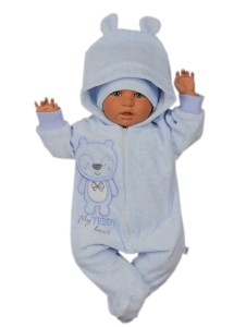 Pajac welurowy kombinezon wiosenny - niebieski