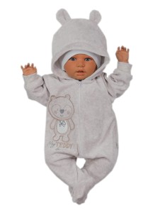 Pajac welurowy kombinezon wiosenny - beżowy