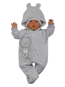 Pajac welurowy kombinezon wiosenny - szary